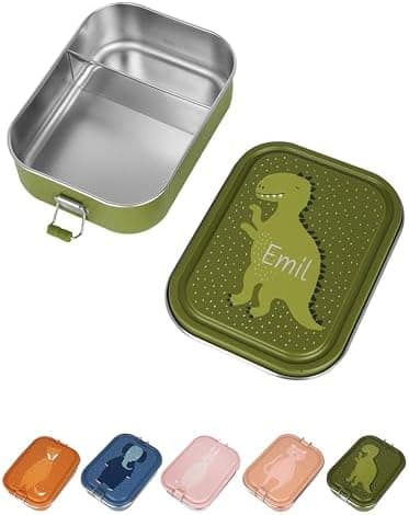 Wunderwunsch TRIXIE Edelstahl Lunchbox für Kinder, individuell mit deinem Namen persönliche Fuchslunchbox, perfekt zur E
