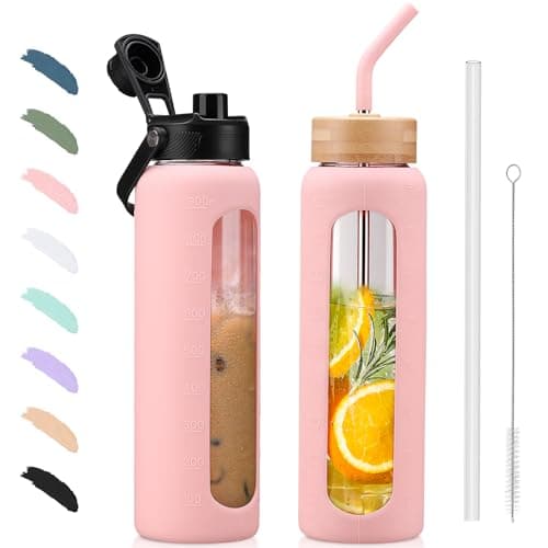 BLUEGO Glaswasserflasche 900ml BPA-frei für Outdoor Aktivitäten
| CADRES Glasbecher mit Zeitmarkierung und Silikonschut