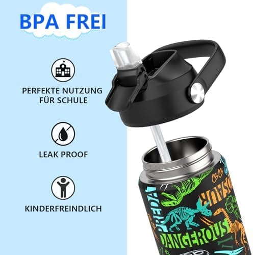 Edelstahl Trinkflasche Meeresjungfrau 550ml BPA Frei Auslaufsicher Thermosflaschefür Kinder und Erwachsene - Sport, Schu
