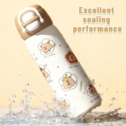 Thermosflasche mit Capybara Motiv – Edelstahl, 600ml, BPA-frei – für Kinder, Schule, Reisen