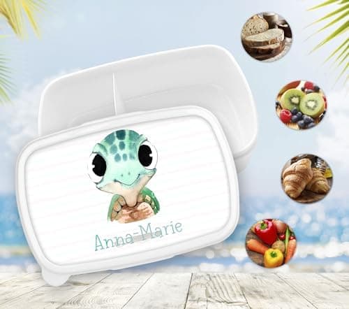 Timalo® Brotdose Kinder mit Namen | Personalisierte Bento Lunchbox für Jungen & Mädchen | Kindergarten & Schule Motiv Ti