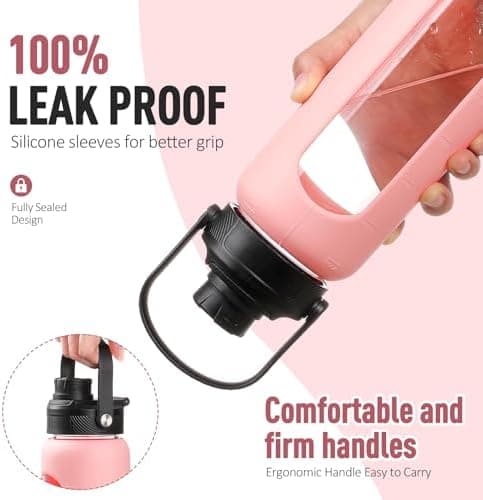 BLUEGO Glaswasserflasche 900ml BPA-frei für Outdoor Aktivitäten
| CADRES Glasbecher mit Zeitmarkierung und Silikonschut