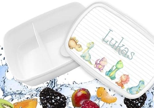 Timalo® Brotdose Kinder mit Namen | Personalisierte Bento Lunchbox für Jungen & Mädchen | Kindergarten & Schule Motiv Ti