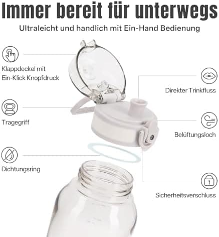 UZSPACE Kinder Trinkflasche 600ml - Sportlich, Auslaufsicher & Spülmaschinenfest zur Schule und Outdoor aktivarten für M