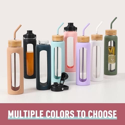 BLUEGO Glaswasserflasche 900ml BPA-frei für Outdoor Aktivitäten
| CADRES Glasbecher mit Zeitmarkierung und Silikonschut