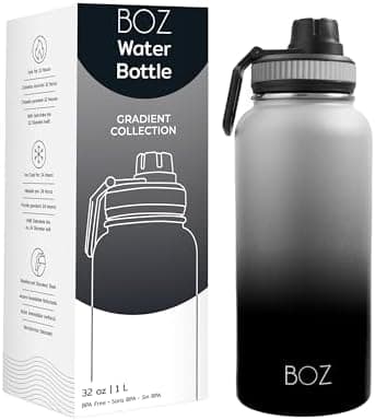 BOZ Ersatzdeckel für Trinkflasche - Strohhalm & Schraubverschluss - schwarz