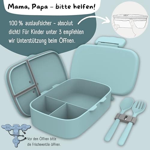 Bearfoot Brotdose Kinder BPAfrei mit Fächern Lunchbox für Mädchen & Jungen