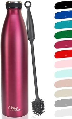 Milu Edelstahl Trinkflasche für Erwachsene – 750ml Isolierflasche zum Tragen – auslaufsicher, Kohlensäuregerecht inkl. R