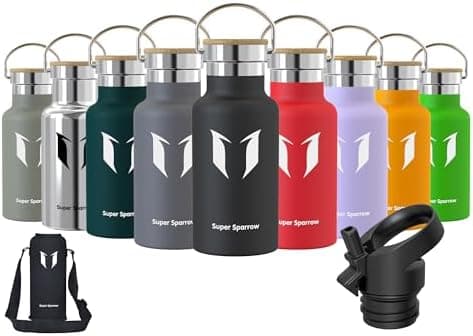 Super Sparrow Trinkflasche Edelstahl - Auslaufsicher Thermoskanne - Kinder für Sprudel, Sport, Schule, Fitness - 500ml -