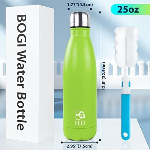 BOGI Doppelwandige Thermosflasche Edelstahl Trinkflasche Kinder Trinkflasche Schule Himmelblau Pink