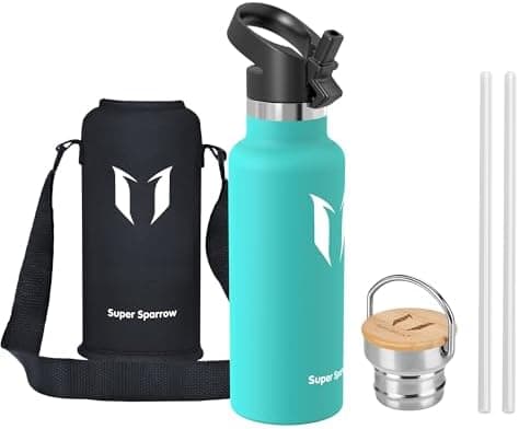 Super Sparrow Trinkflasche Edelstahl - Auslaufsicher Thermoskanne - Kinder für Sprudel, Sport, Schule, Fitness - 500ml -