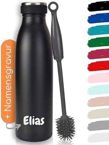 Milu Edelstahl Trinkflasche für Erwachsene – 750ml Isolierflasche zum Tragen – auslaufsicher, Kohlensäuregerecht inkl. R