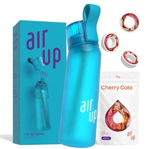 air up® Trinkflasche für Schule und Sport | inkl. 5 zuckerfreien Duft-Pods & Strohhalm | Wasserflasche in Lila für Kinde