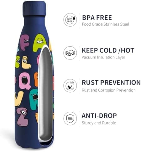 Grsta Trinkflasche 500ml, BPA-freie Edelstahlflasche für Kinder, ideale Wasserspeicherung bei Kalt&warm