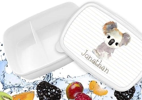 Timalo® Brotdose Kinder mit Namen | Personalisierte Bento Lunchbox für Jungen & Mädchen | Kindergarten & Schule Motiv Ti