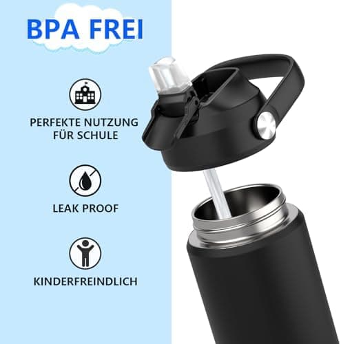 Edelstahl Trinkflasche Meeresjungfrau 550ml BPA Frei Auslaufsicher Thermosflaschefür Kinder und Erwachsene - Sport, Schu