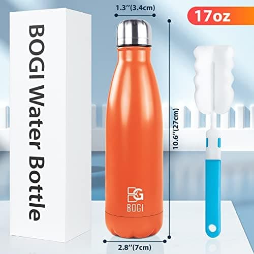 BOGI Doppelwandige Thermosflasche Edelstahl Trinkflasche Kinder Trinkflasche Schule Himmelblau Pink