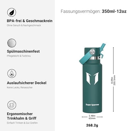 Super Sparrow Thermobecher für Sport und Outdoor - 500ml, 750ml - BPA-Frei, ClimatePartner certified - FlipFlow Trinkfla