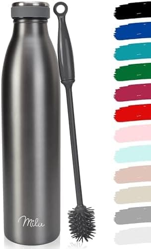 Milu Edelstahl Trinkflasche für Erwachsene – 750ml Isolierflasche zum Tragen – auslaufsicher, Kohlensäuregerecht inkl. R