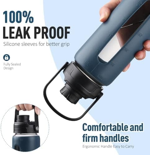 BLUEGO Glaswasserflasche 900ml BPA-frei für Outdoor Aktivitäten
| CADRES Glasbecher mit Zeitmarkierung und Silikonschut