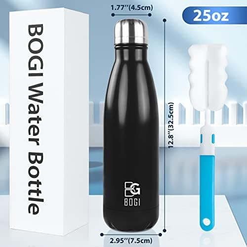 BOGI Doppelwandige Thermosflasche Edelstahl Trinkflasche Kinder Trinkflasche Schule Himmelblau Pink