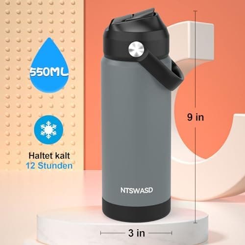 Edelstahl Trinkflasche Meeresjungfrau 550ml BPA Frei Auslaufsicher Thermosflaschefür Kinder und Erwachsene - Sport, Schu