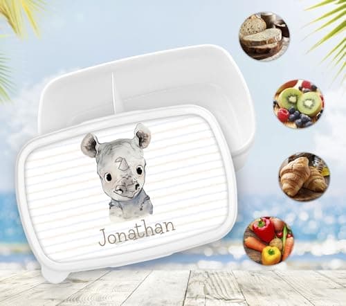 Timalo® Brotdose Kinder mit Namen | Personalisierte Bento Lunchbox für Jungen & Mädchen | Kindergarten & Schule Motiv Ti