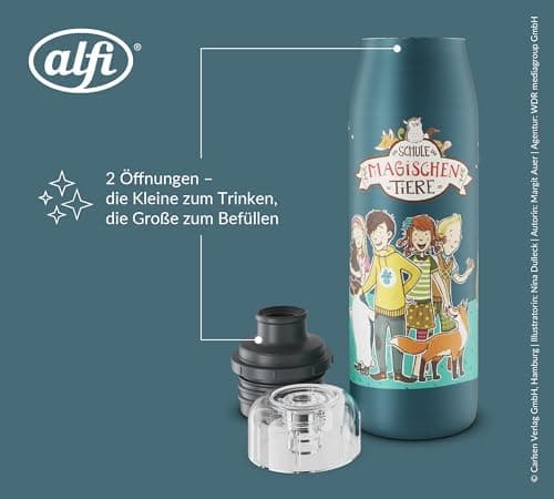 ALFI Kids ISO BOTTLE 350ml - Idas Schule der Magischen Tiere - Isoliertrinkflasche Kinder Edelstahl - hält 12 Stunden he