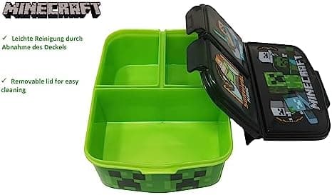 Kinder Brotdose Lunchbox Minecraft - mit Fächern - BPA frei - Perfect für Schultage und Picknicks