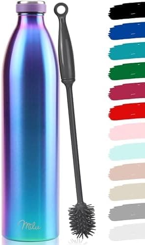 Milu Edelstahl Trinkflasche für Erwachsene – 750ml Isolierflasche zum Tragen – auslaufsicher, Kohlensäuregerecht inkl. R