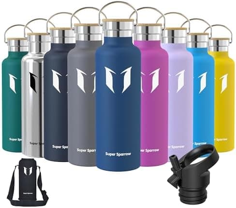 Super Sparrow Trinkflasche Edelstahl - Auslaufsicher Thermoskanne - Kinder für Sprudel, Sport, Schule, Fitness - 500ml -