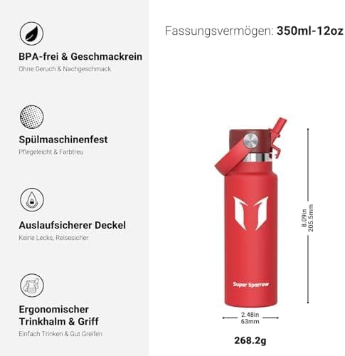 Super Sparrow Thermobecher für Sport und Outdoor - 500ml, 750ml - BPA-Frei, ClimatePartner certified - FlipFlow Trinkfla