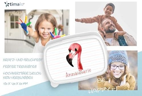 Timalo® Brotdose Kinder mit Namen | Personalisierte Bento Lunchbox für Jungen & Mädchen | Kindergarten & Schule Motiv Ti