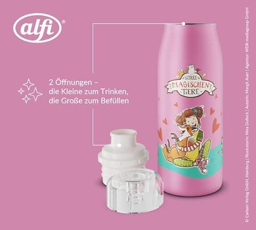 ALFI Kids ISO BOTTLE 350ml - Idas Schule der Magischen Tiere - Isoliertrinkflasche Kinder Edelstahl - hält 12 Stunden he