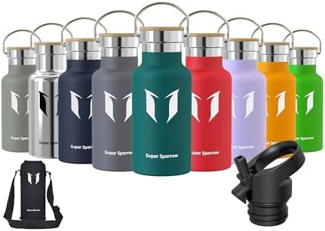 Super Sparrow Trinkflasche Edelstahl - Auslaufsicher Thermoskanne - Kinder für Sprudel, Sport, Schule, Fitness - 500ml -