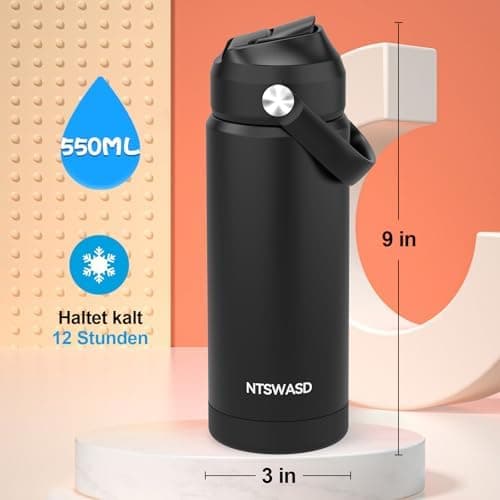 Edelstahl Trinkflasche Meeresjungfrau 550ml BPA Frei Auslaufsicher Thermosflaschefür Kinder und Erwachsene - Sport, Schu