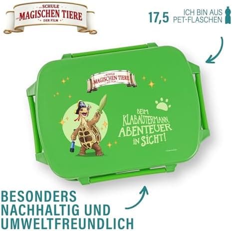 AWAVE Henrietta Snackbox Brotdose Kinder rPET Grün – Unterteilung, Auslaufsicher, Pausenbox für Schule und Picknick