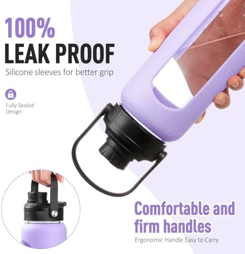BLUEGO Glaswasserflasche 900ml BPA-frei für Outdoor Aktivitäten
| CADRES Glasbecher mit Zeitmarkierung und Silikonschut