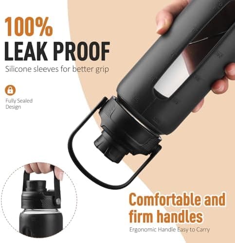 BLUEGO Glaswasserflasche 900ml BPA-frei für Outdoor Aktivitäten
| CADRES Glasbecher mit Zeitmarkierung und Silikonschut