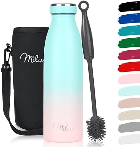 Milu Edelstahl Trinkflasche für Erwachsene – 750ml Isolierflasche zum Tragen – auslaufsicher, Kohlensäuregerecht inkl. R