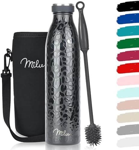 Milu Edelstahl Trinkflasche für Erwachsene – 750ml Isolierflasche zum Tragen – auslaufsicher, Kohlensäuregerecht inkl. R