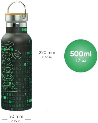Baagl Thermosflasche Kinder Edelstahl – Auslaufsichere Wasserflasche für Mädchen – BPA-freie Flasche mit Bambusdeckel –
