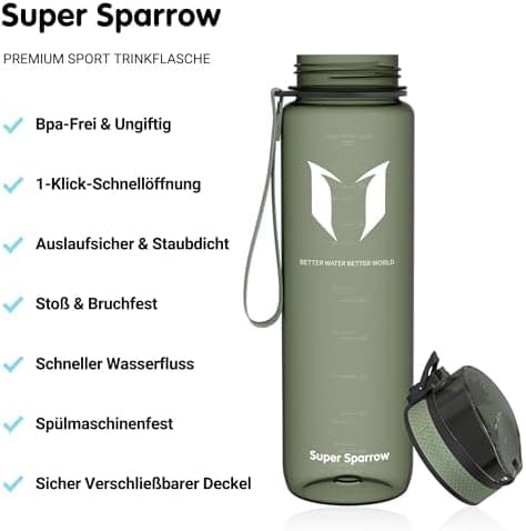Super Sparrow BPA-frei Wasserflasche - 500ml - Ideale für Sport und Outdoor - Nachhaltig ClimatePartner certified