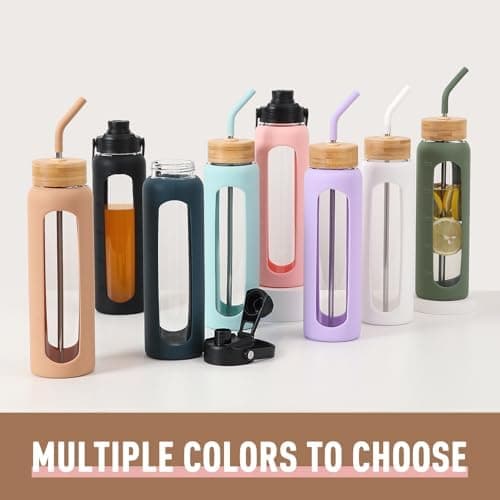 BLUEGO Glaswasserflasche 900ml BPA-frei für Outdoor Aktivitäten
| CADRES Glasbecher mit Zeitmarkierung und Silikonschut