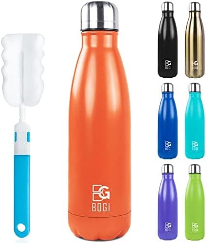 BOGI Doppelwandige Thermosflasche Edelstahl Trinkflasche Kinder Trinkflasche Schule Himmelblau Pink