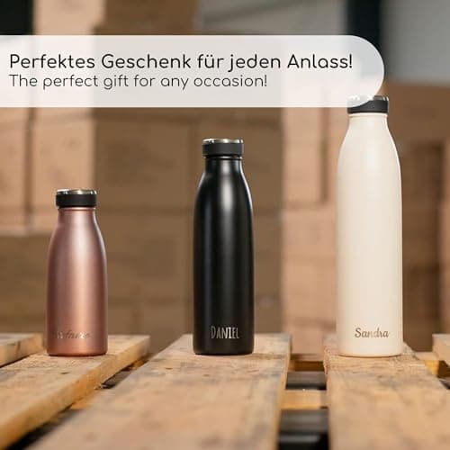 Milu Edelstahl Trinkflasche für Erwachsene – 750ml Isolierflasche zum Tragen – auslaufsicher, Kohlensäuregerecht inkl. R