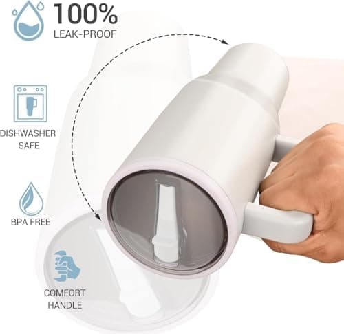 Wiederverwendbare Ersatzdeckel für 40oz Becher | Auslaufsichere Tumbler Abdeckungen | Stanley Cup Zubehör (Beige 2pcs)