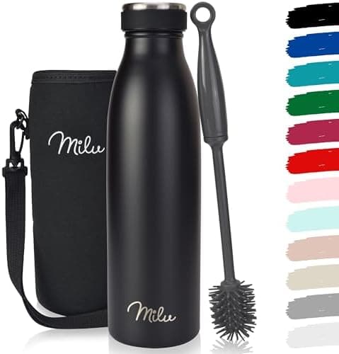 Milu Edelstahl Trinkflasche für Erwachsene – 750ml Isolierflasche zum Tragen – auslaufsicher, Kohlensäuregerecht inkl. R