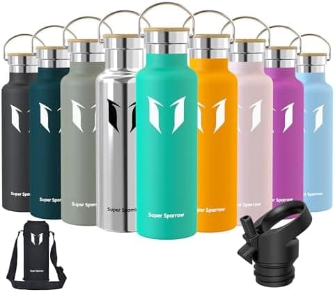 Super Sparrow Trinkflasche Edelstahl - Auslaufsicher Thermoskanne - Kinder für Sprudel, Sport, Schule, Fitness - 500ml -