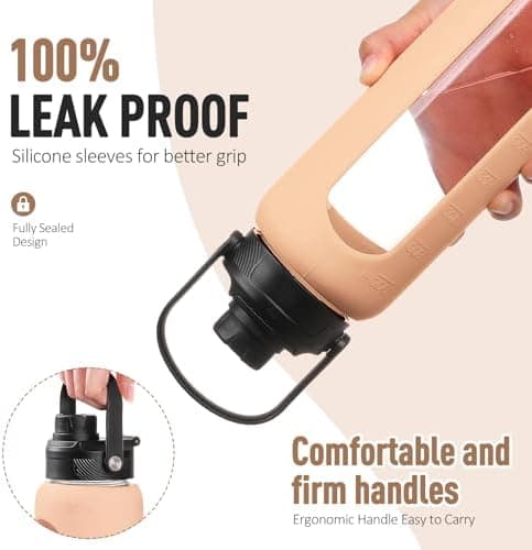 BLUEGO Glaswasserflasche 900ml BPA-frei für Outdoor Aktivitäten
| CADRES Glasbecher mit Zeitmarkierung und Silikonschut